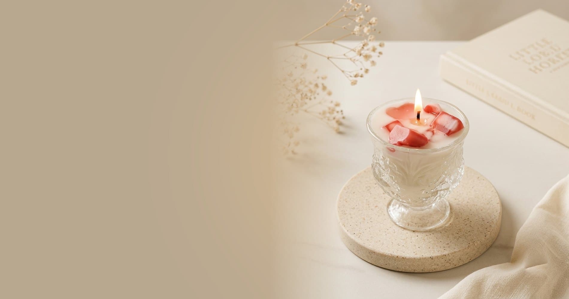 Heart Chunk Goblet Candle