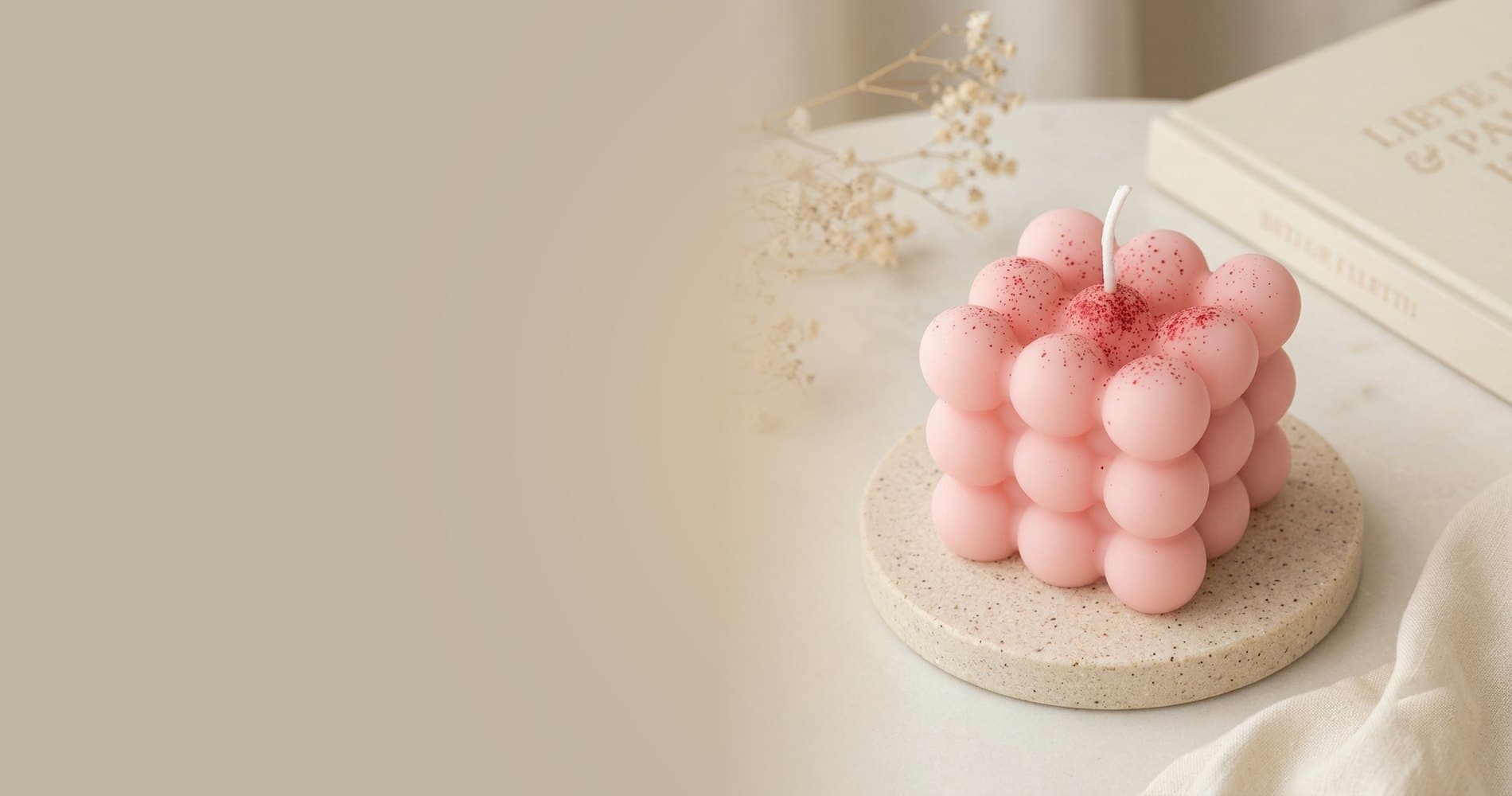 Pink Bubble Cube Candle